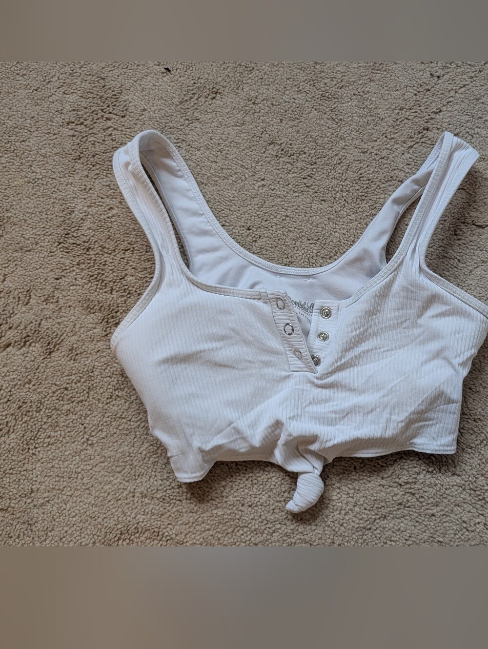 Bombshell Sportswear White Ribbed Snap-Front Crop Tank